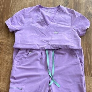Figs Lavender Scrub Top and Pants